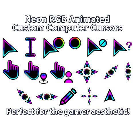 Neon RGB Animated Computer Cursor Pack, perfecto para jugadores y ...