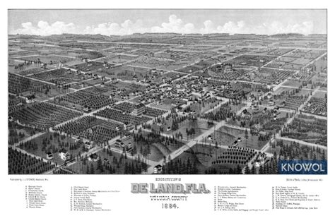 Beautifully restored map of DeLand, Florida from 1884 - KNOWOL