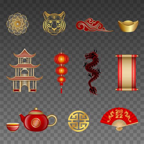 set of isolated chinese new year elements and symbols 5130641 Vector ...