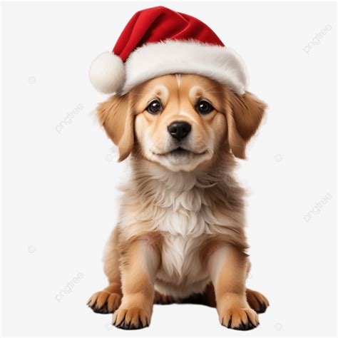 Cute Golden Retriever Puppy With Santa Hat Sitting, Cute Golden ...