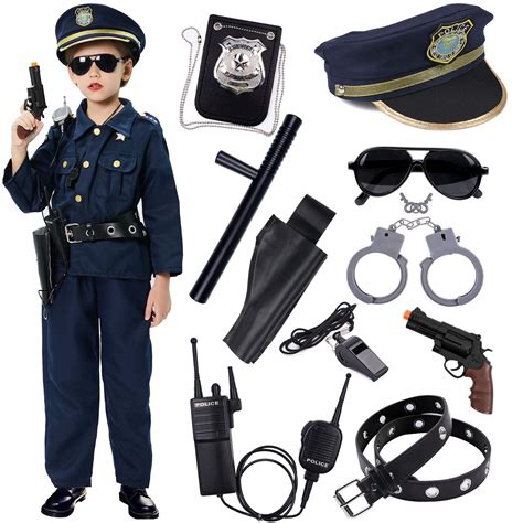 Police Costume for Kids Dress Up Set Role Play Officer with Handcuffs ...