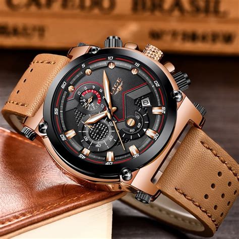 mens leather strap designer watches