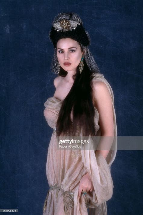 Italian actress Monica Bellucci on the set of "Dracula", directed by ...