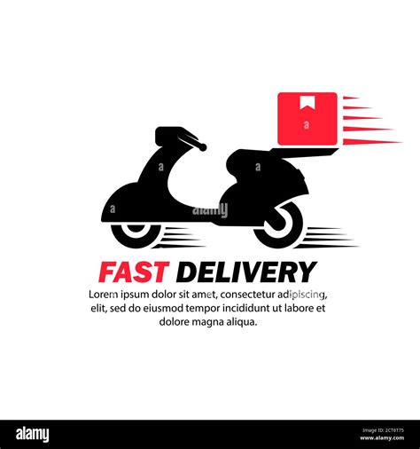 Express delivery logo icon. Bike with box. Scooter. Motorcycle. Vector ...