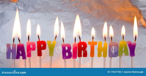 Happy Birthday Candles Lighted. Stock Photo - Image: 17627706