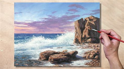 Acrylic Painting Seashore Rocks Seascape | Seascape paintings acrylic ...