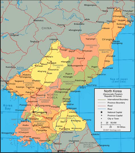 North Korea Map and Satellite Image