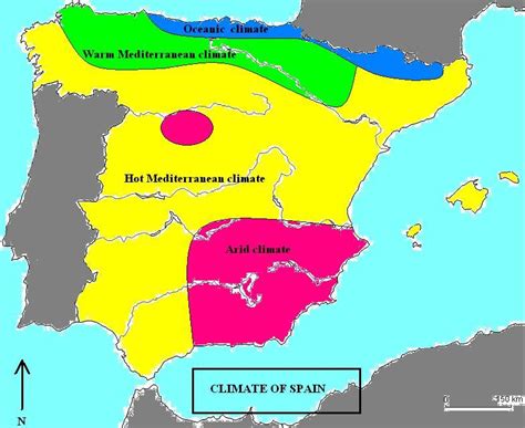 Spain climate map - Map of Spain climate (Southern Europe - Europe)