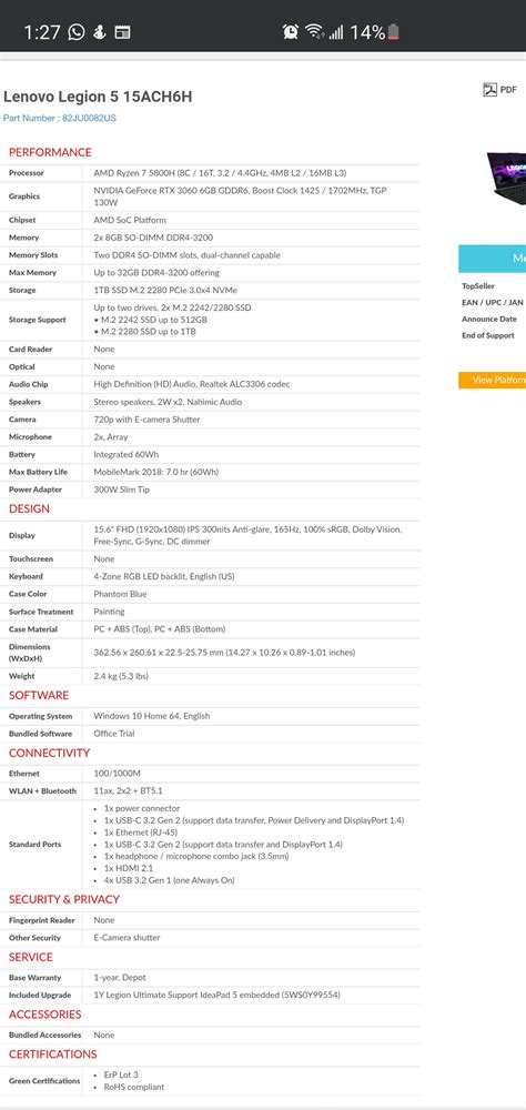 Lenovo Legion 5 2021, USA Full Spec-Sheet. : r/Lenovo