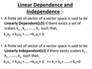 Linearly Dependent And Independent Vectors Examples - Photos