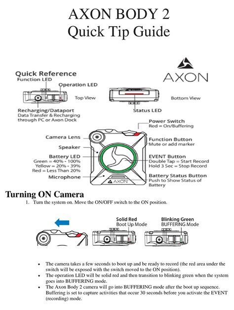 AXON BODY 2 QUICK TIPS MANUAL Pdf Download | ManualsLib