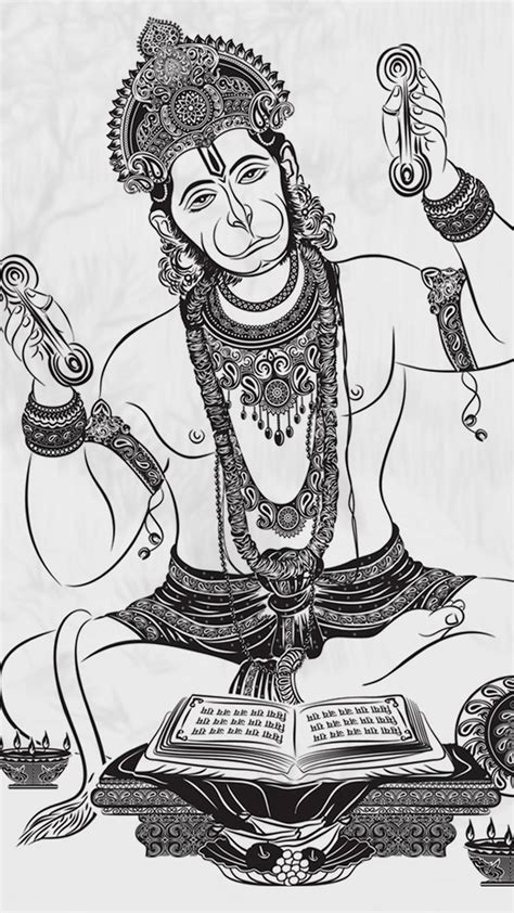 Download Black And White Hanuman Art Wallpaper | Wallpapers.com