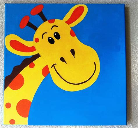 Cute Canvas Painting | Cute Peekaboo GIRAFFE... Handpainted Acrylic ...