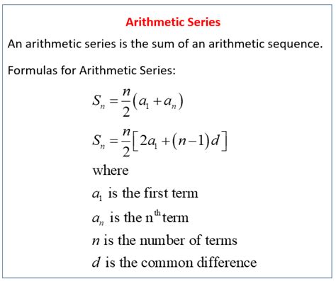 Arithmetic Series (solutions, examples, videos, worksheets, games ...