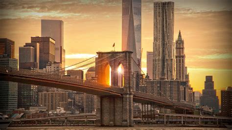 Brooklyn Bridge in the sunset wallpaper - backiee