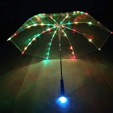 10pcs/lot Fast shipping Rainbow color Umbrella LED Luminous Transparent ...