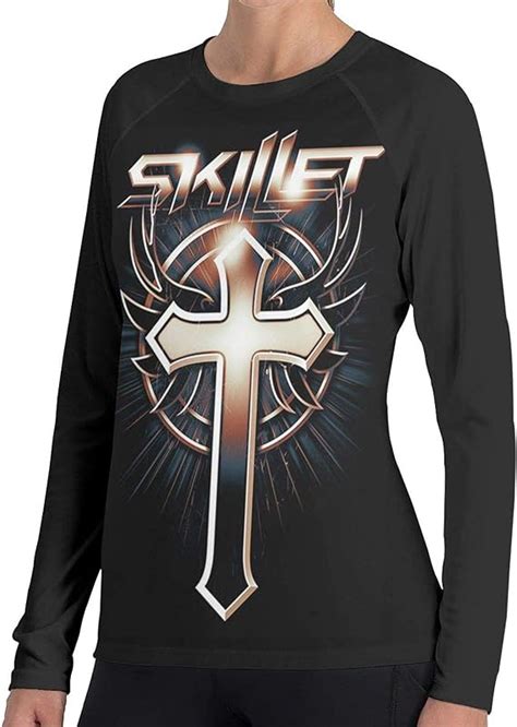 Skillet Band Art Shirts Women Splicing Blouse Long Sleeve T-Shirt Tops ...