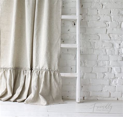 Farmhouse Curtains Linen Ruffled Curtain Panel Tab Top Linen - Etsy Canada