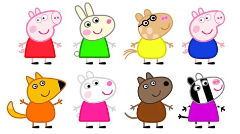 Peppa Pig and Friends Learn colors with Coloring Pages For Kids - YouTube