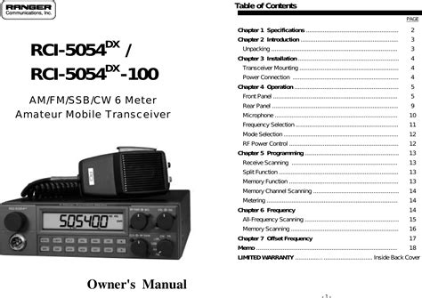 Ranger Electronic Communications 5054DX100 Communications Receiver User ...