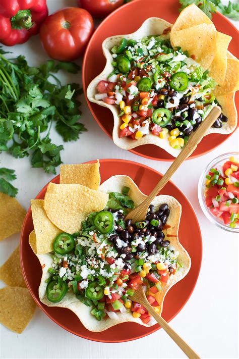 Taco Salad with Homemade Tortilla Bowls - Peas and Crayons