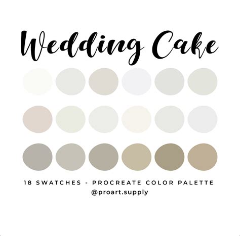 WEDDING CAKE PROCREATE Color Palette Hex Codes White - Etsy | Color ...