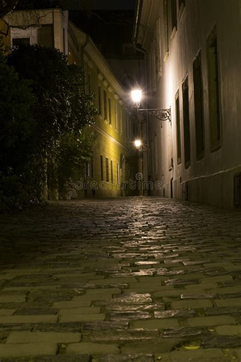 Alley way at night stock image. Image of night, lights - 68934347