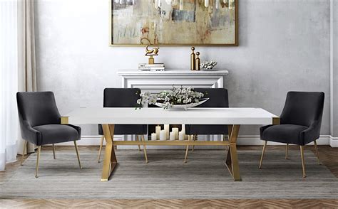 Edina White and Gold Dining Table | Modern Digs