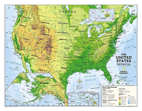 Kids Physical USA Education: Grades 4-12 Map [Laminated] | National ...