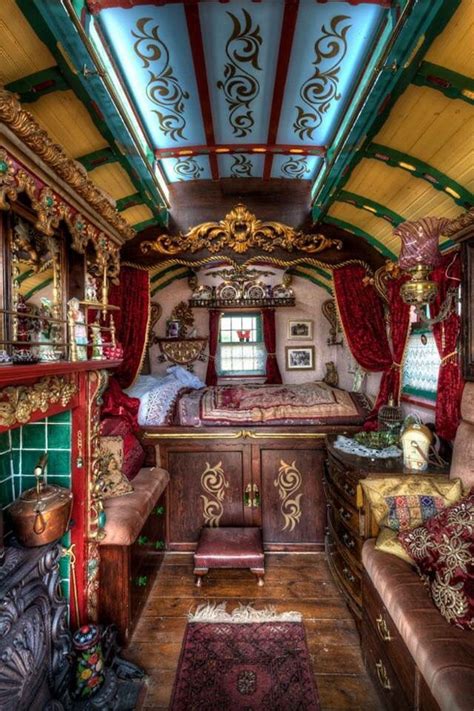 Interior of a horse-drawn Romani Caravan, ca. 1850. In the mid-19th ...