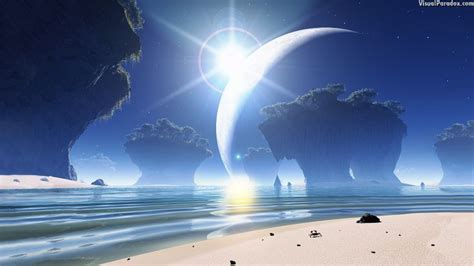 Visual Paradox Free 3D Wallpaper 'Eclipse at Strange Beach' 1920x1080 ...