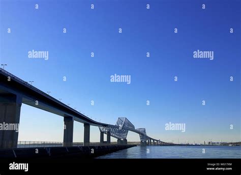 Full view of the Tokyo bay gate bridge Stock Photo - Alamy