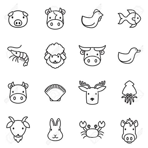 Farm Animals Clipart Outline