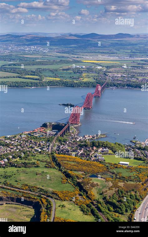 Aerial view of the Forth Rail Bridge (looking south from Fife), Firth ...