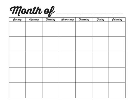 Printable Blank Monthly Calendars | Activity Shelter