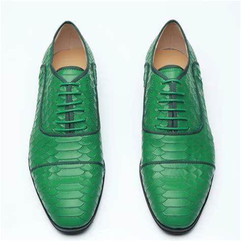 Green oxford shoes for men lace up flats leather formal office dress ...