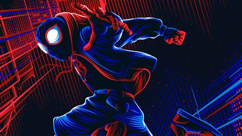 a spider - man poster is shown in red, blue and black colors on a dark ...