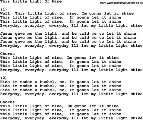 Free Printable Lyrics To This Little Light Of Mine