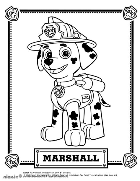 The handsome Dalmatian Marcus (Marshall) - Paw Patrol Coloring Pages ...