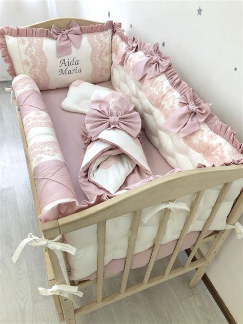 Royal luxury baby bedding set in dusty rose color. Pink crib | Etsy