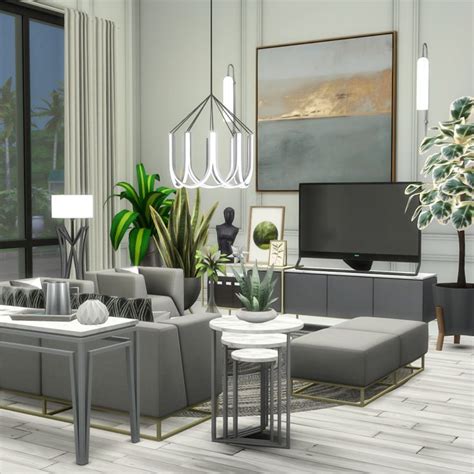 Caine Living - An Ultraluxe Set for TS4 | Living room sims 4, Sims 4 cc ...