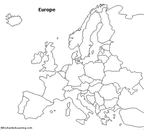 Outline Map Europe - EnchantedLearning.com | Europe map printable ...