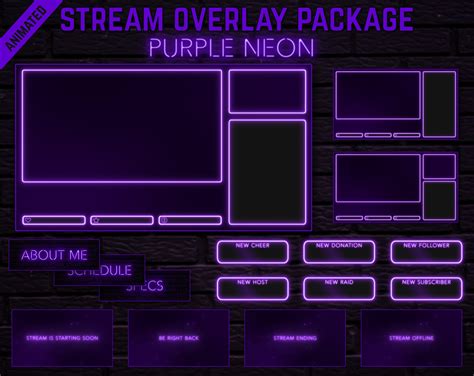 Purple Neon Twitch Overlay Package Minimal Purple Neon | Etsy