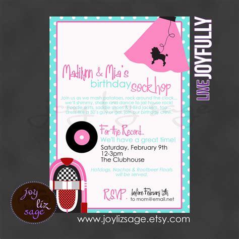 Nifty Fifties Sock Hop Invitation 5x7 Personalized by joylizsage, $15. ...