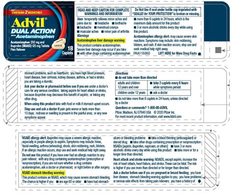 ADVIL DUAL ACTION WITH ACETAMINOPHEN (tablet, film coated) Wyeth ...