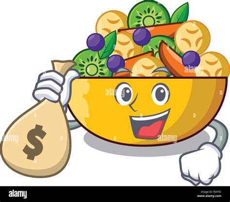 With money bag fruit salad in glass bowl cartoon Stock Vector Image ...