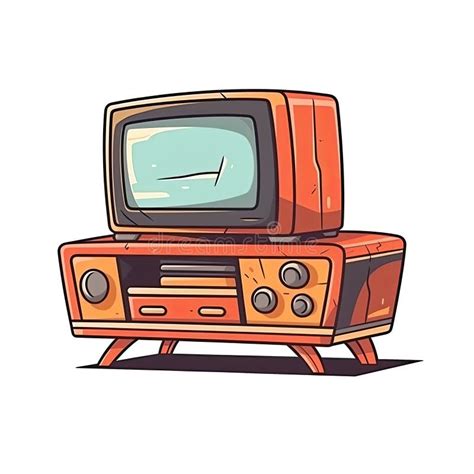 Tv Stand in Cartoon Style Stiker on White Background on Isolated ...