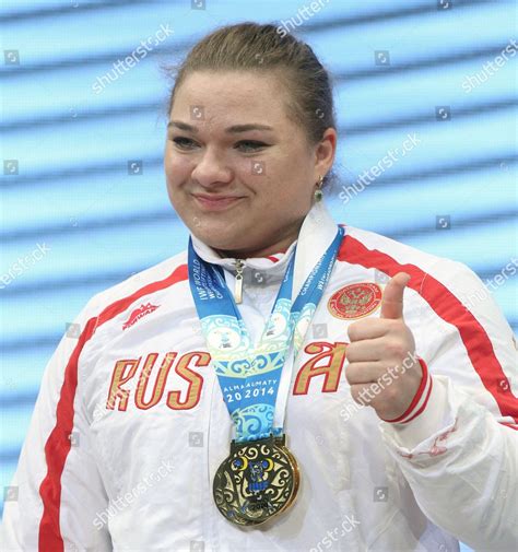 Russias Tatiana Kashirina Celebrates On Podium Editorial Stock Photo ...