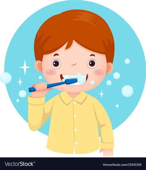 Vector illustration of cute boy brushing his teeth. Download a Free ...