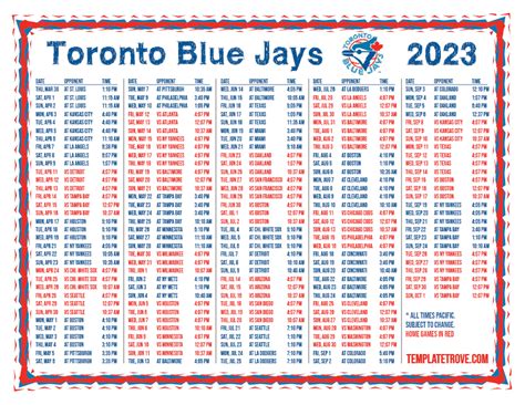 Printable 2023 Toronto Blue Jays Schedule